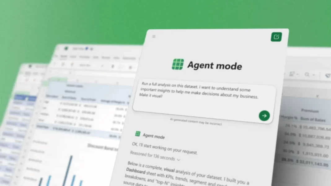 Microsoft Agent Mode building pivot tables and charts in Excel web