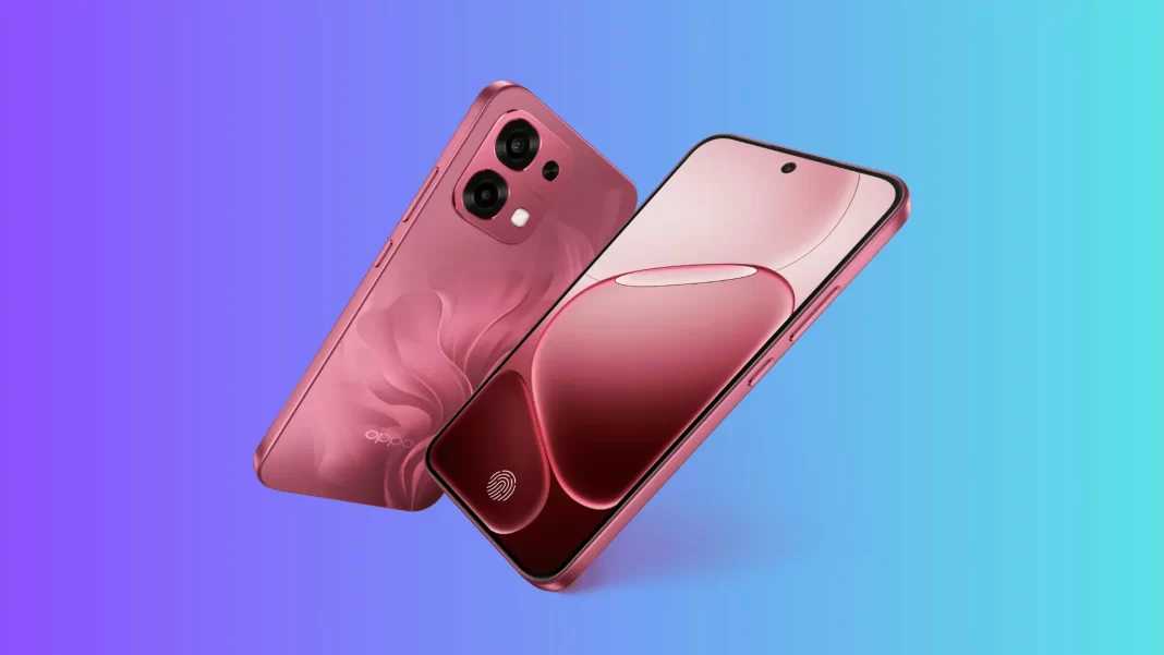 Oppo A6 Pro 5G in Rosewood Red front and back