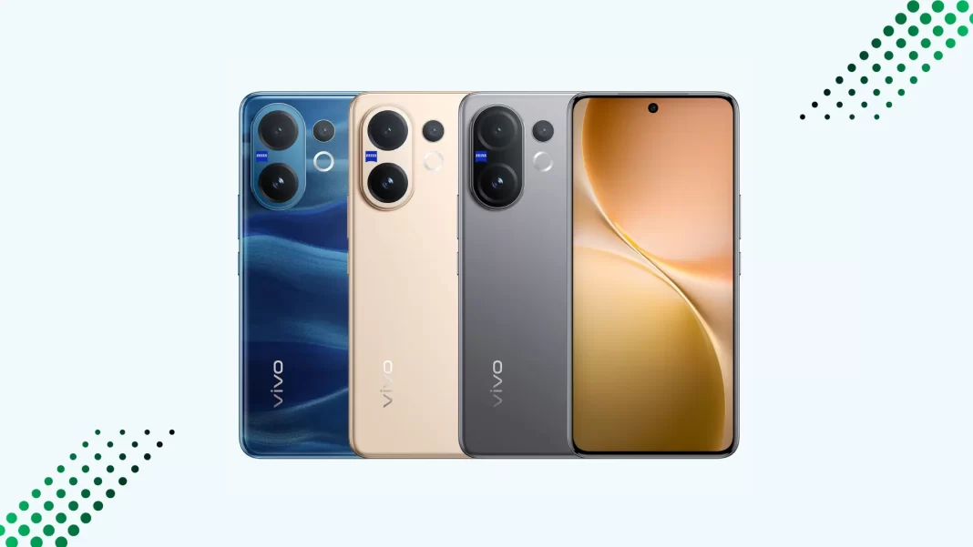 vivo V60 in Auspicious Gold with periscope telephoto and curved 6.77-inch 120Hz display