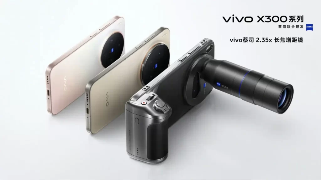 Vivo X300 Pro with Zeiss 2.35x teleconverter attached