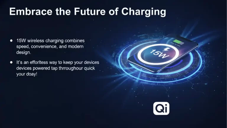 15W wireless charging combines speed, convenience, and modern design.