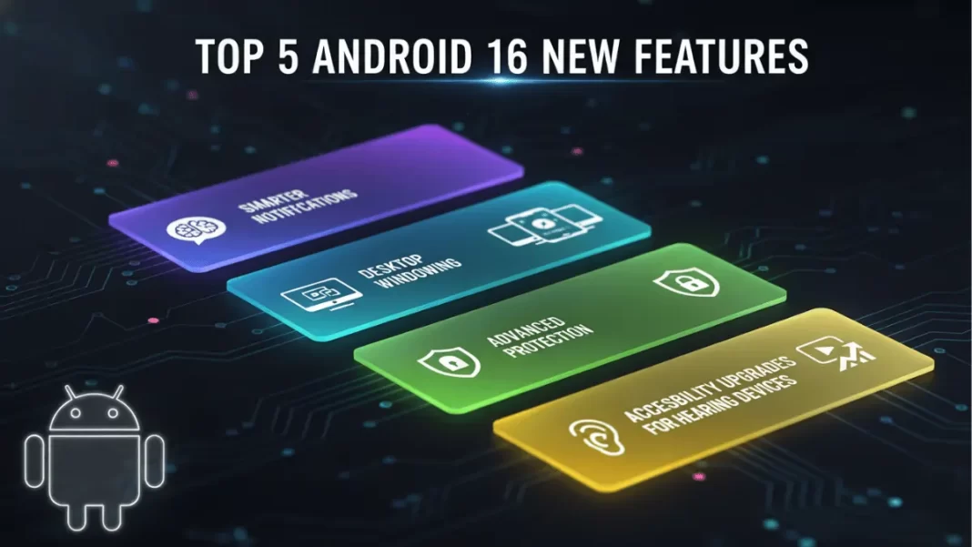 Android 16 new features illustrated on a Pixel and tablet