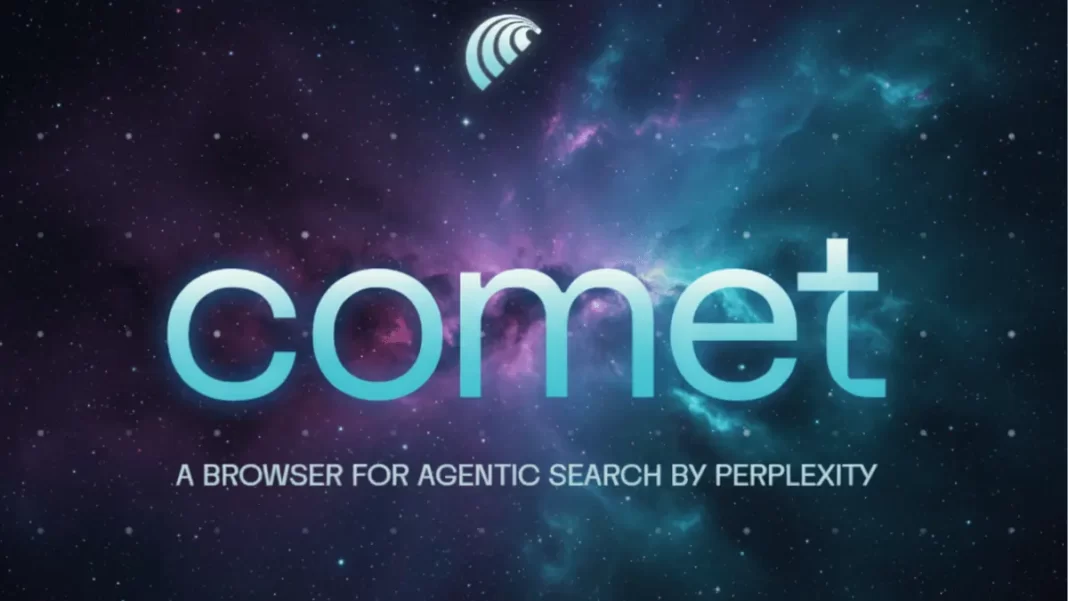 Perplexity Comet browser side panel on a news page
