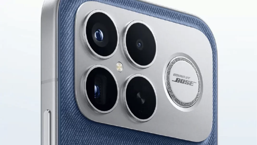 Redmi K90 Pro Max in Denim Blue with Bose-branded rear speaker