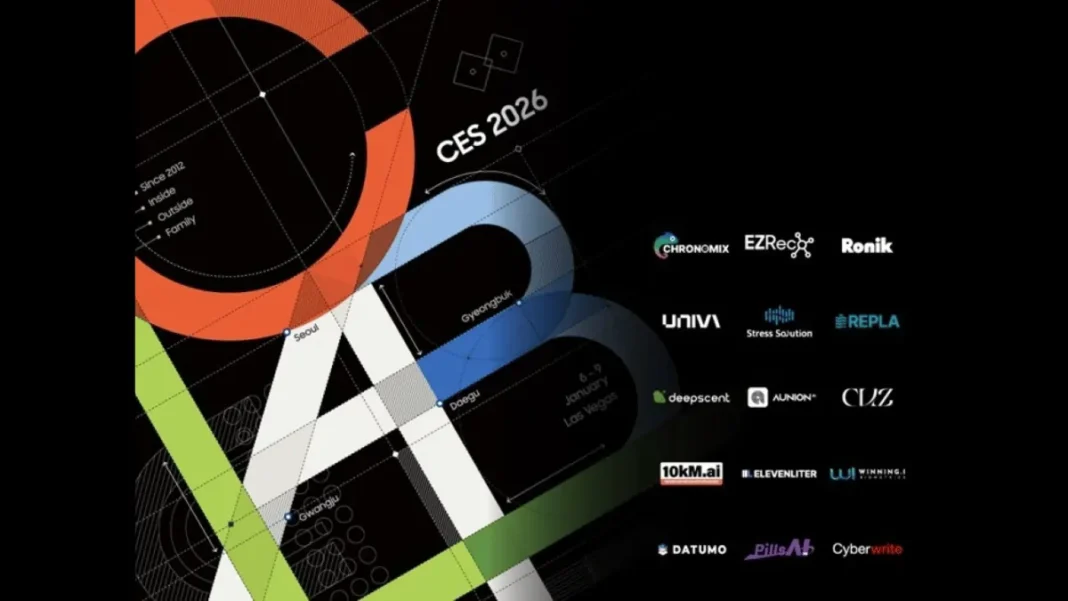 Samsung C-Lab exhibition booth at CES 2026 Eureka Park showcasing 15 startups with Innovation Awards