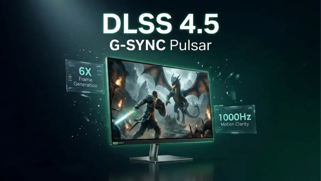 NVIDIA DLSS 4.5 and G-SYNC Pulsar gaming monitor display with ray tracing at CES 2026