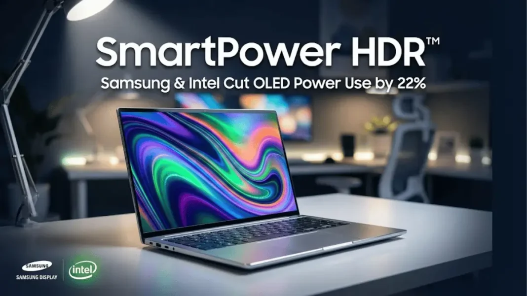 Samsung Display and Intel SmartPower HDR technology reducing OLED laptop power consumption by 22 percent with efficient battery management
