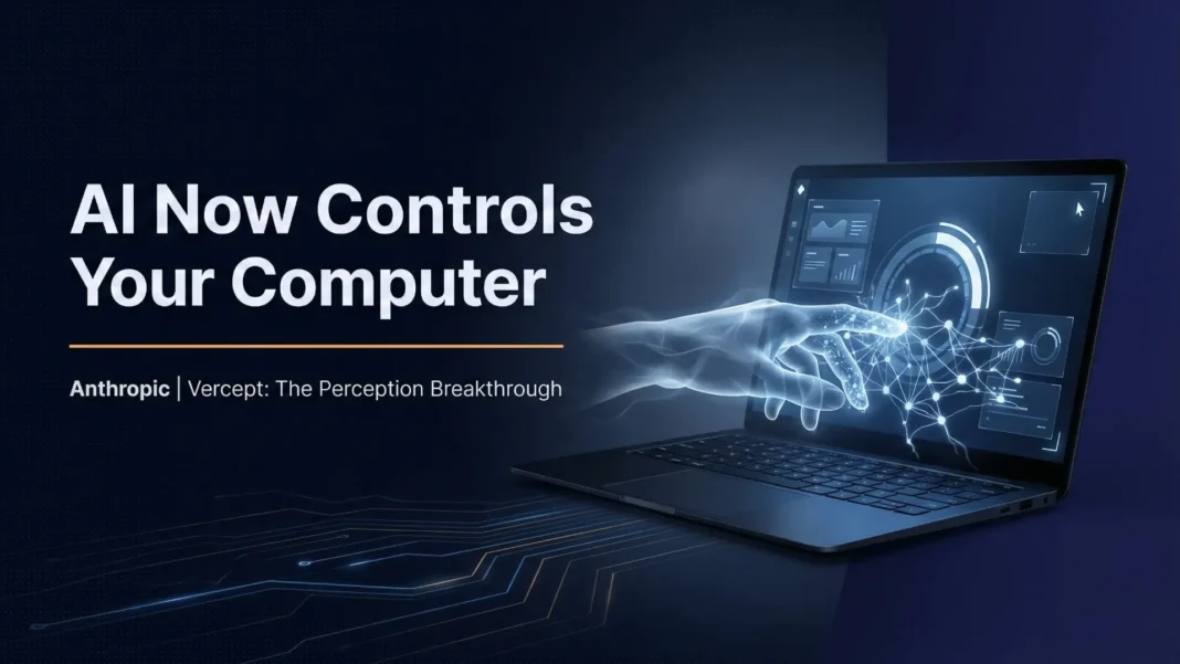 Anthropic Claude AI agent navigating desktop applications and web forms autonomously after Vercept acquisition in 2026