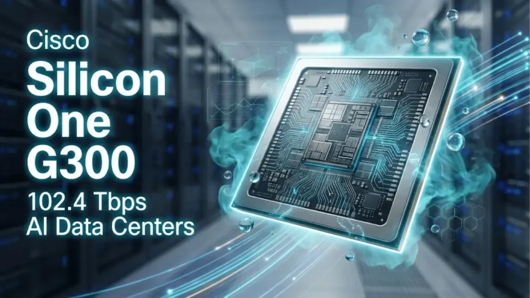 Cisco Silicon One G300 switching silicon powering high-density AI data center network with 102.4 Tbps throughput and liquid cooling in 2026