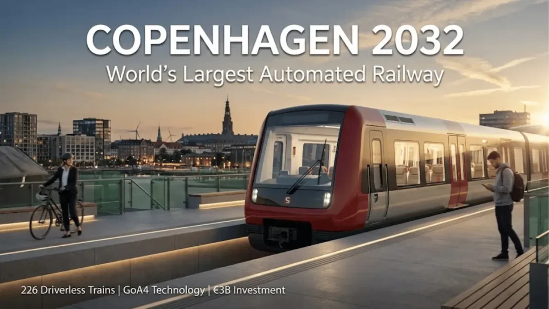 Copenhagen S-Bane fully automated driverless train with Siemens Stadler consortium technology featuring barrier-free design 2026
