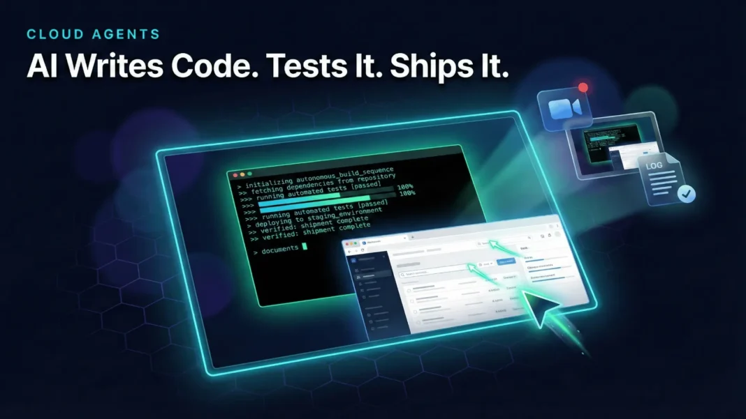 Cursor AI cloud agent controlling a virtual machine desktop to build and test software autonomously in 2026