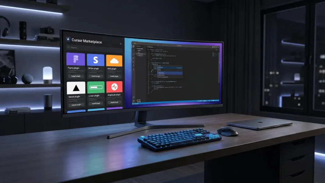Developer installing Cursor Marketplace plugins in the Cursor AI code editor on a desktop setup