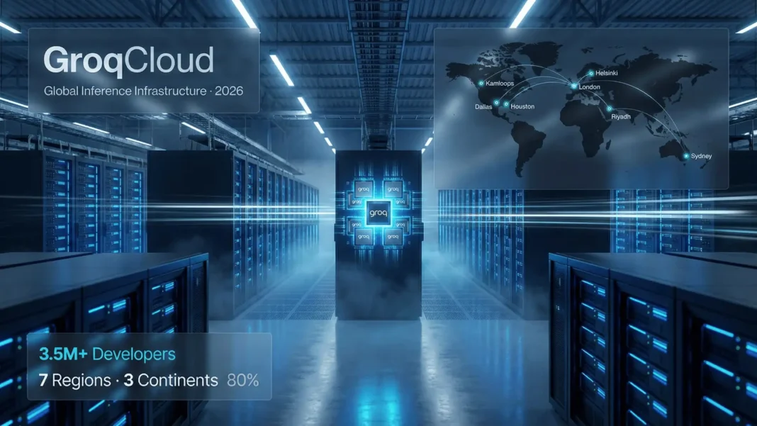 GroqCloud LPU-powered AI inference data center in UK showing global network expansion across Europe and Asia in 2026