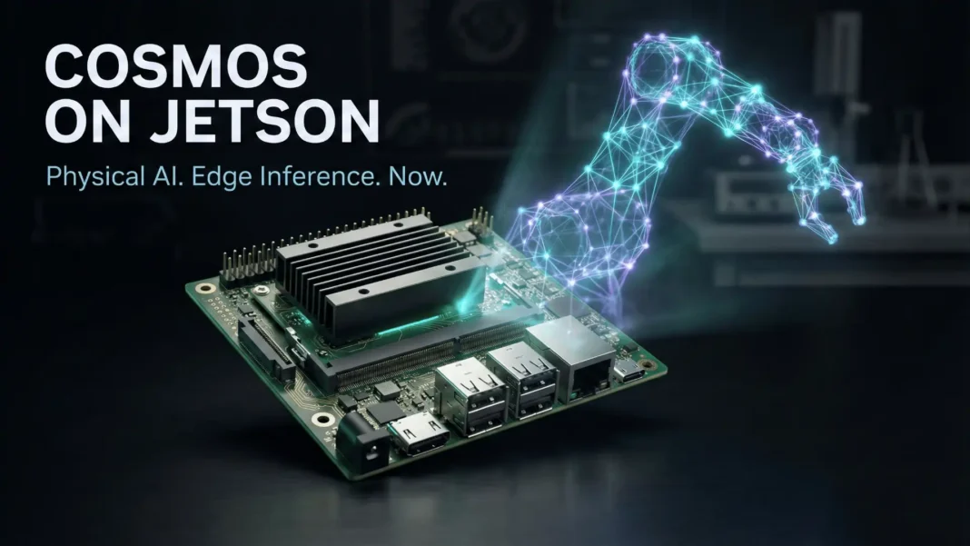 NVIDIA Jetson AGX Orin running Cosmos world foundation model for physical AI robotics inference at the edge in 2026
