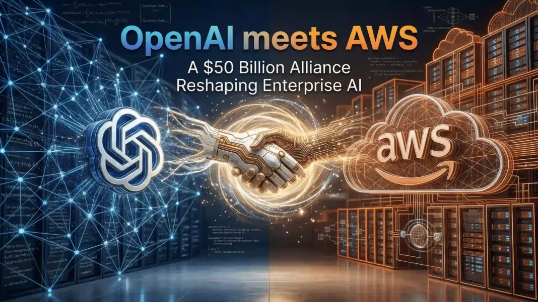 OpenAI and Amazon AWS logos representing the $50 billion strategic AI cloud partnership announced February 2026