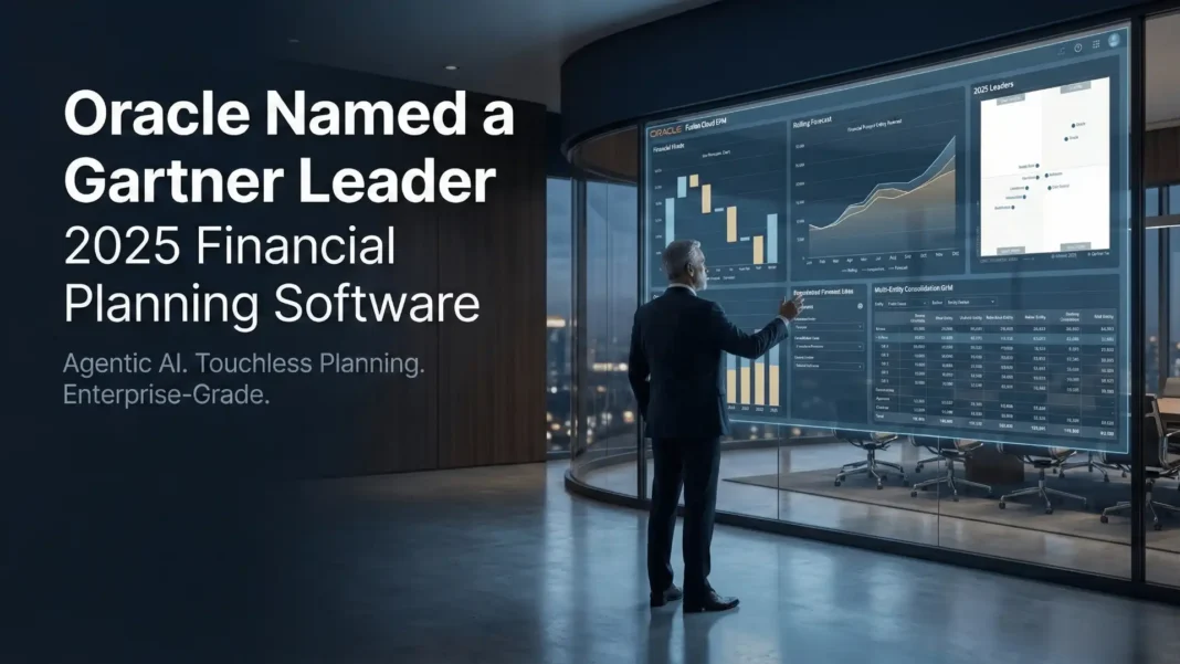 Oracle Fusion Cloud EPM dashboard showing AI-powered financial planning and agentic workflow interface in 2025