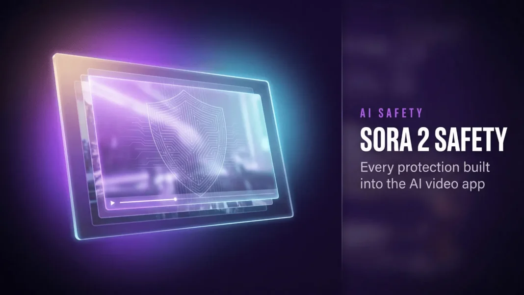OpenAI Sora 2 AI video generation app showing safety watermark and C2PA content provenance interface in 2026