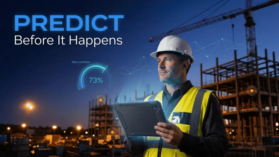 Oracle Construction and Engineering Advisor for Safety AI dashboard showing weekly risk forecast on a construction jobsite in 2026
