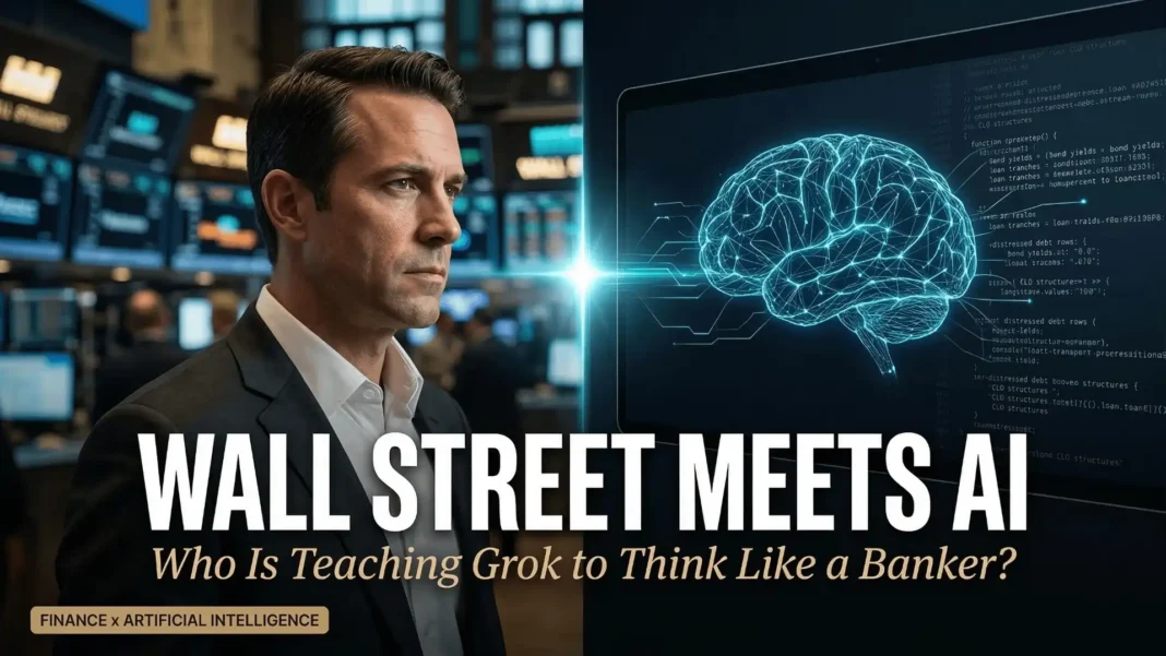 xAI Grok AI interface displayed alongside financial charts, trading data, and Wall Street market analysis in 2026